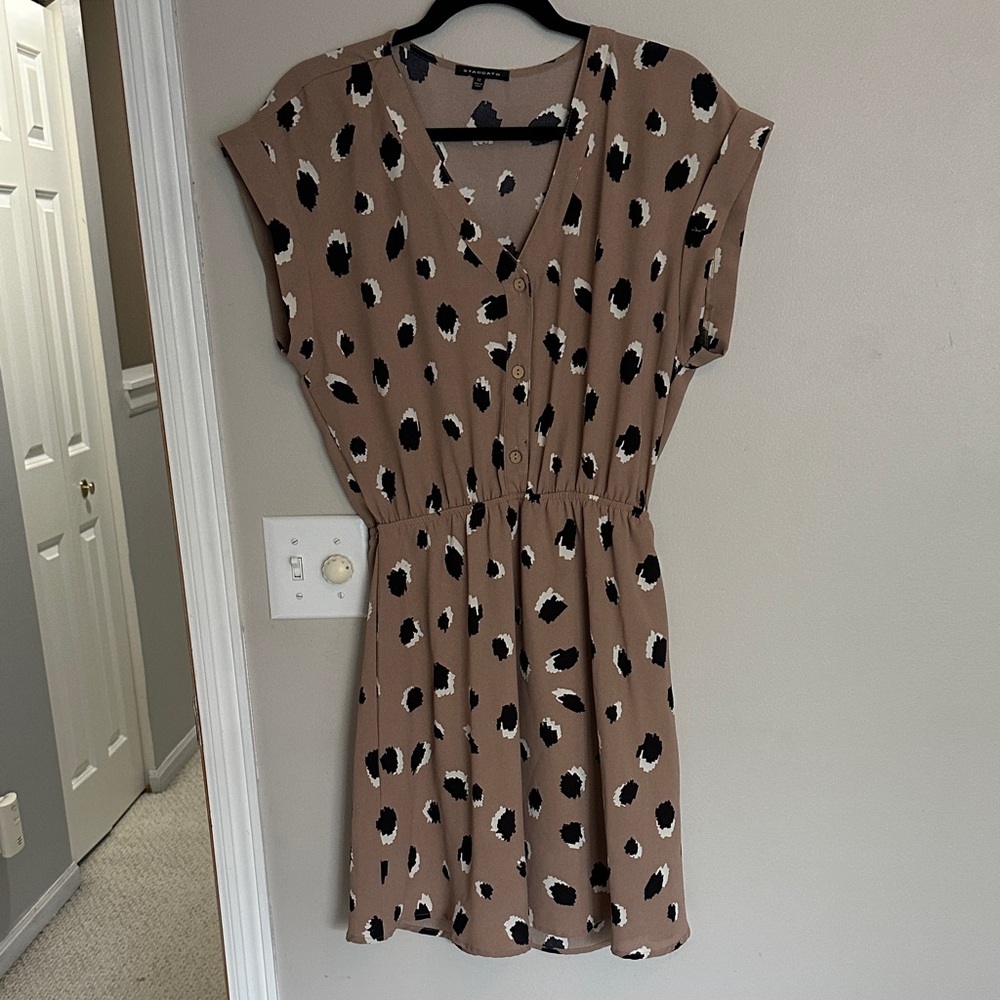 Staccato Brown and Black Leopard Patterned Mini Dress